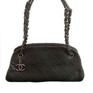 SOLD - Authentic Chanel Black Mademoiselle Quilted Bowling Bag